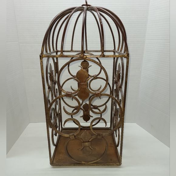 Vintage Metal Hanging Birdcage Candle Holder MCM bird - Picture 14 of 15